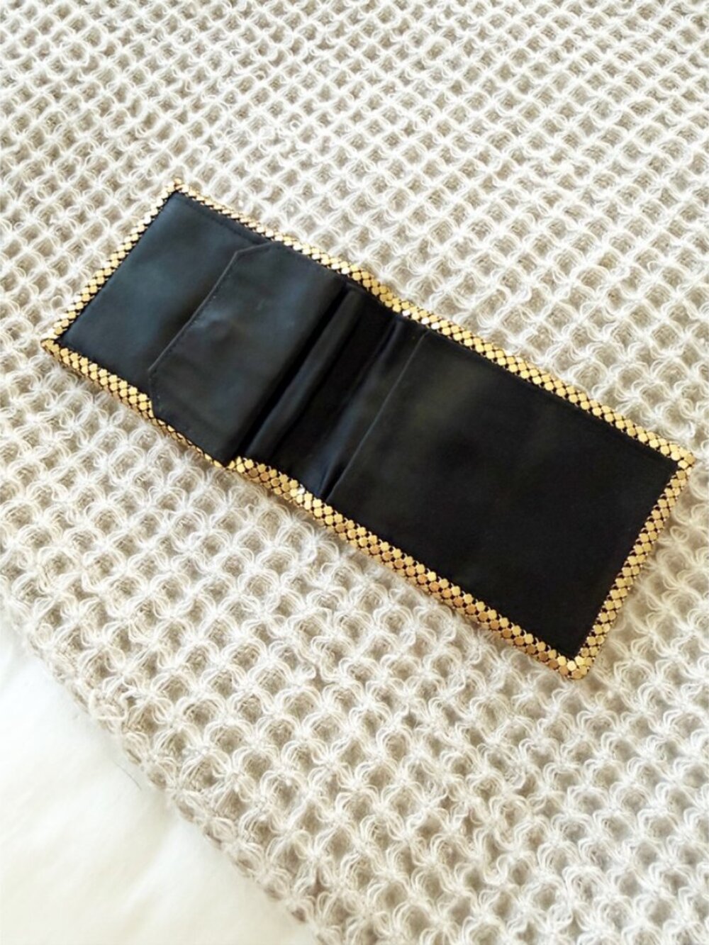 Whiting & Davis Vtg Gold Mesh Mates Wallet DISCO Chainmail Studio 54 - Picture 3 of 11